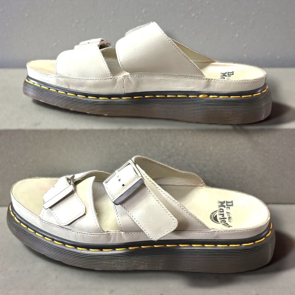 Women's Size 10/11 DR. MARTENS Cyprus Cream Leather Platform Slide Sandals EUC